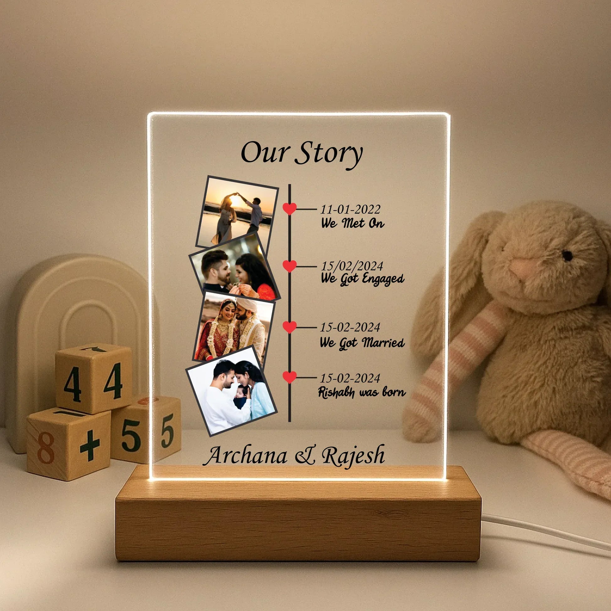 Our Love Story Personalized Stand Light LED Lamp