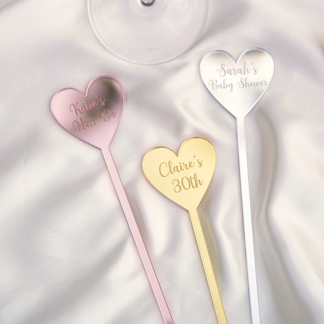 Personalised Heart Drink Stirrers by Nivaraprint