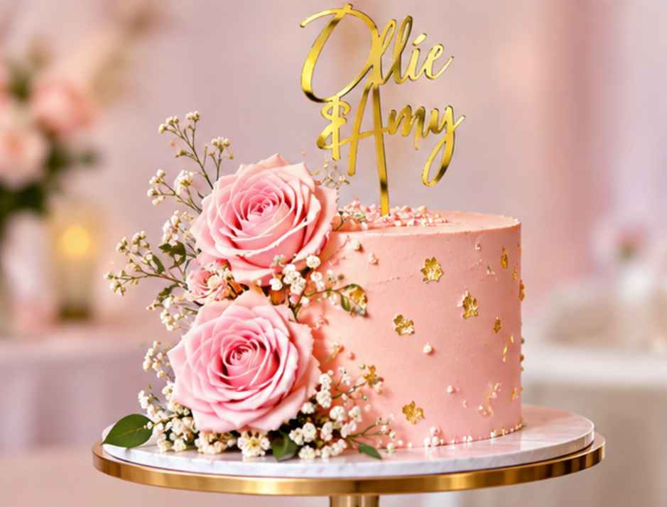 Personalised Wedding Cake Topper | Custom Acrylic Cake Topper