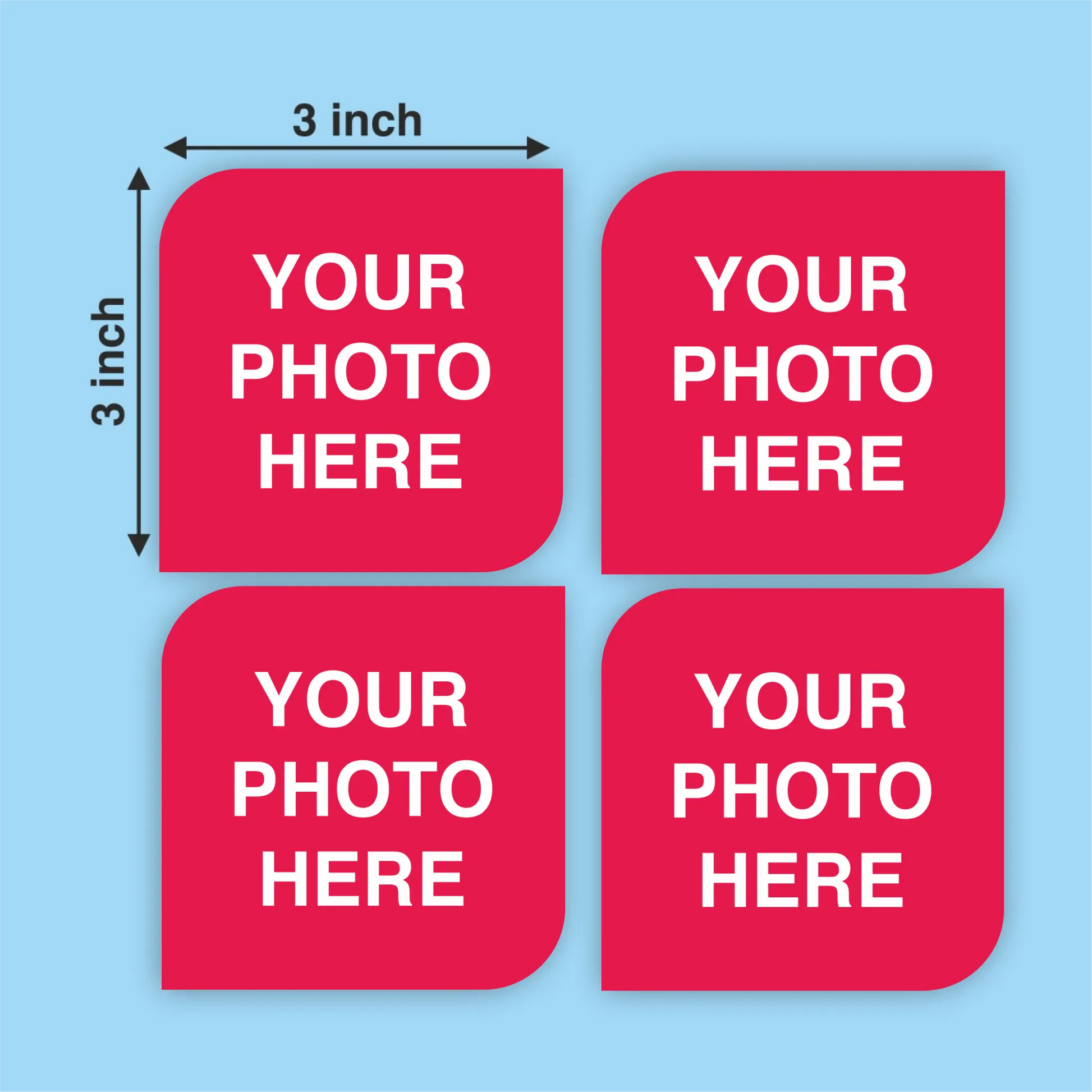 Personalized Acrylic Photo Magnet  - Set of 4 Magnet | Size : 3 Inch