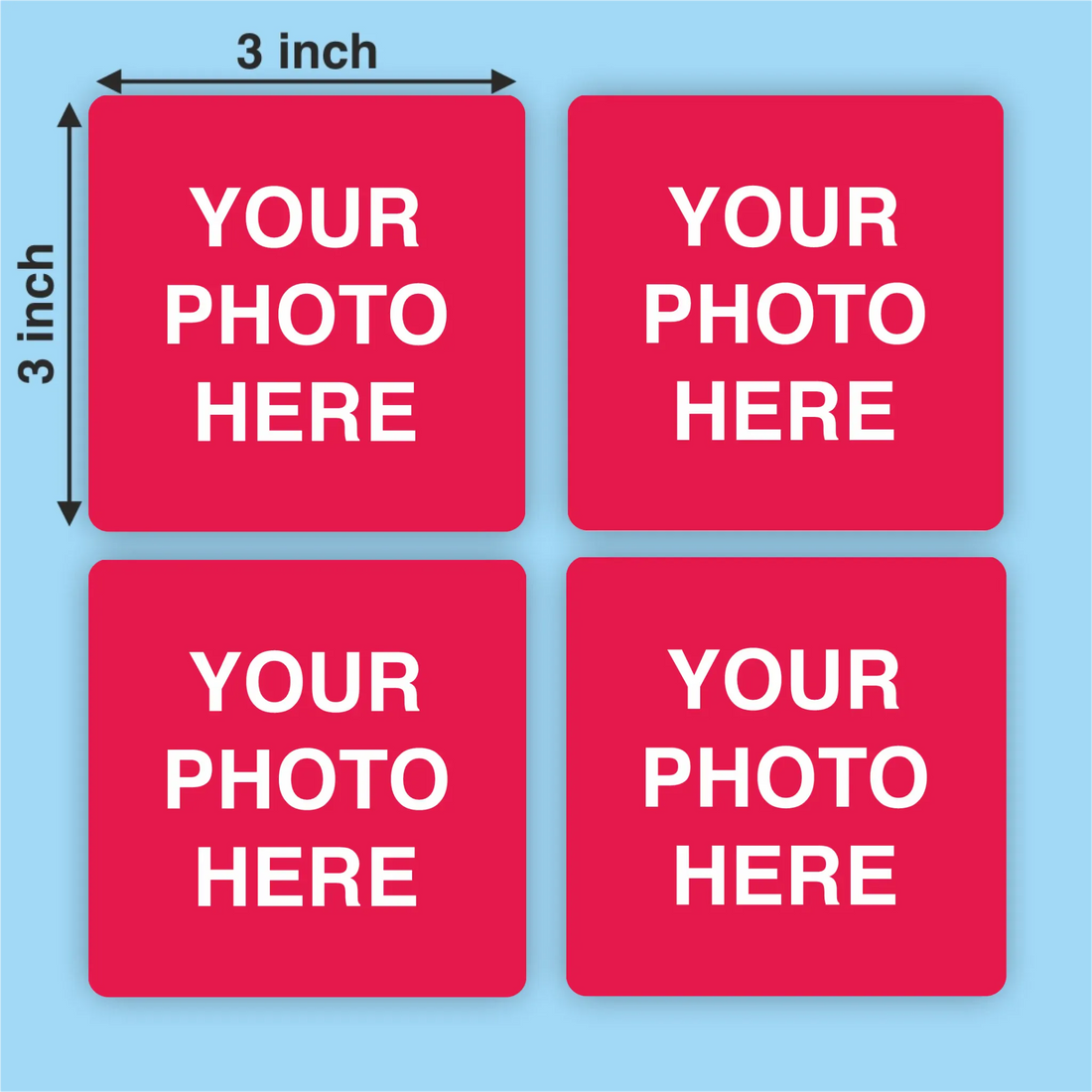 Personalized Acrylic Photo Magnet  - Set of 4 Magnet | Size : 3 Inch