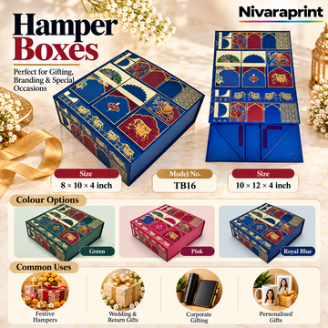 Premium Royal Heritage Foldable Rigid Hamper Box (Model: TB16) with Magnetic Lid for Festive & Wedding Gifting