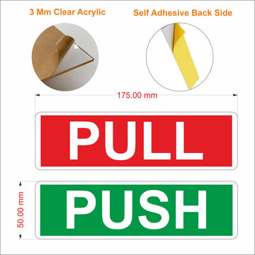Push Pull Acrylic Sign Board 7x2 Inch (2 pcs) | Laminated Office Door Sign | Hotel & Restaurant Signage India 03