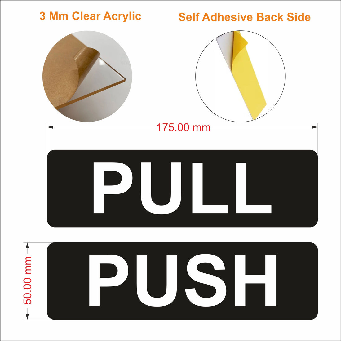 Push Pull Acrylic Sign Board 7x2 inch laminated office door signage by Nivaraprint India