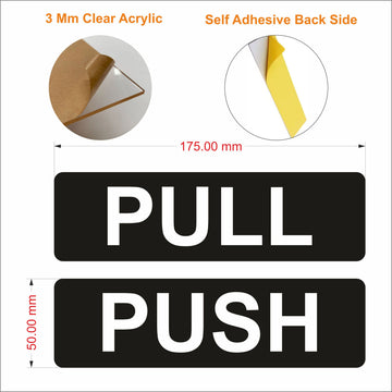 Push Pull Acrylic Sign Board 7x2 inch laminated office door signage by Nivaraprint India