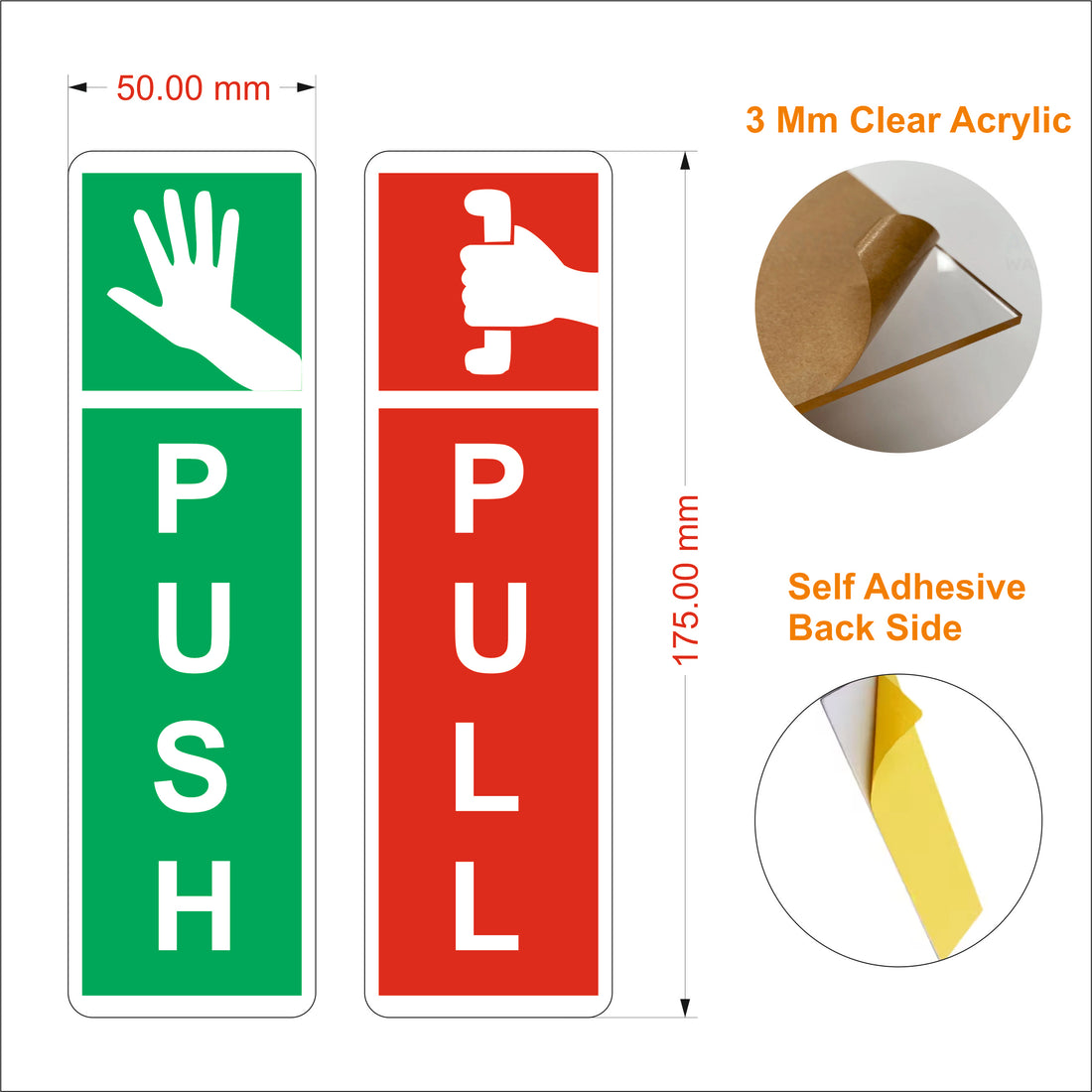Push Pull Acrylic Sign Board 7x2 inch laminated green red office door signage by Nivaraprint India