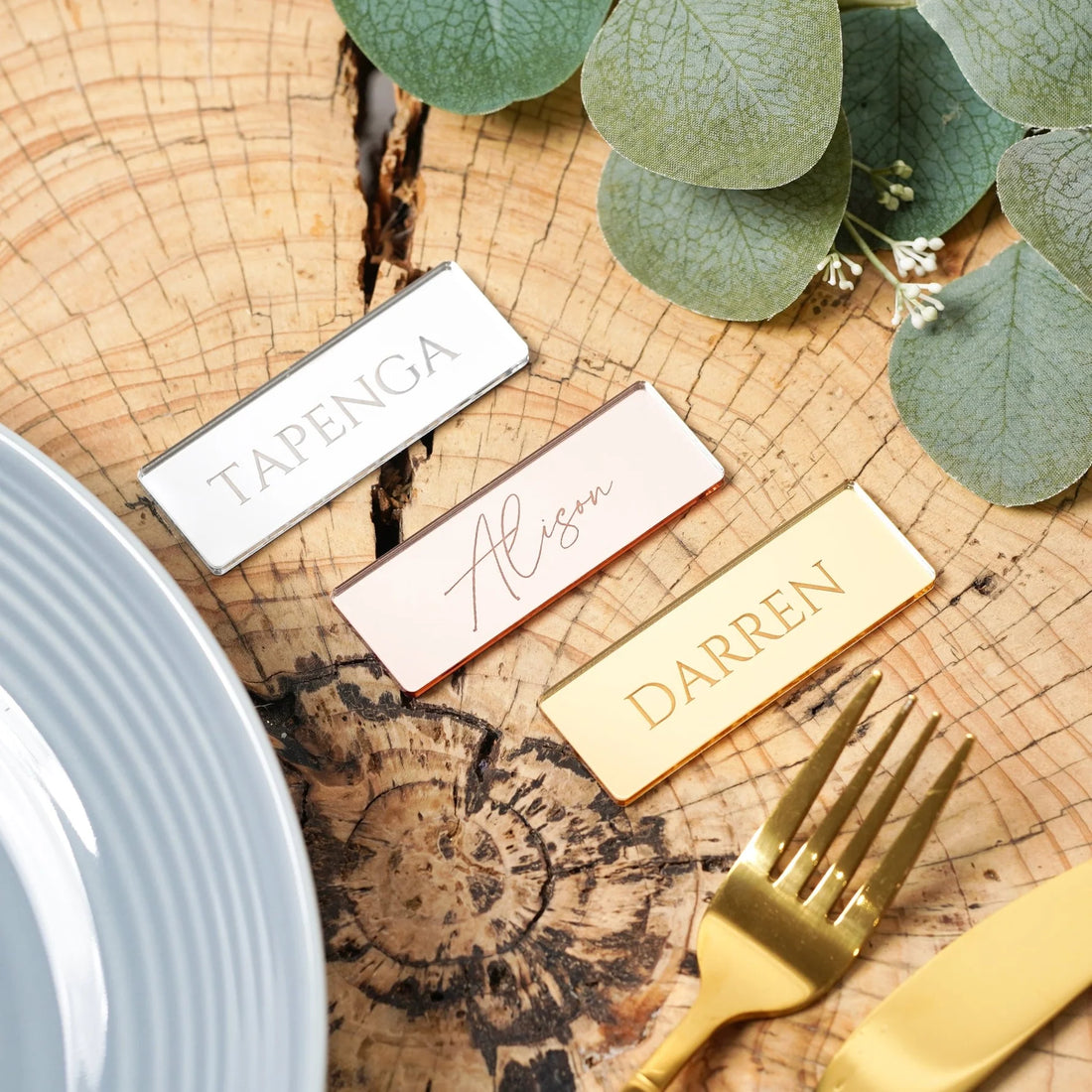 Wedding Name Tags | Custom Engraved & Printed Acrylic Place Tags