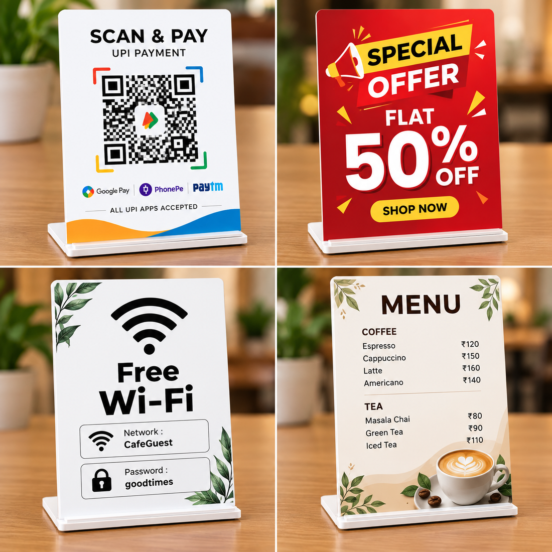 Nivaraprint Table Number Stand | 6 × 4 Inch Detachable Standee | Customised Printing