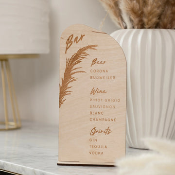 Rustic Bar Menu Sign with Stand | Custom MDF Laser Engraved Menu Board