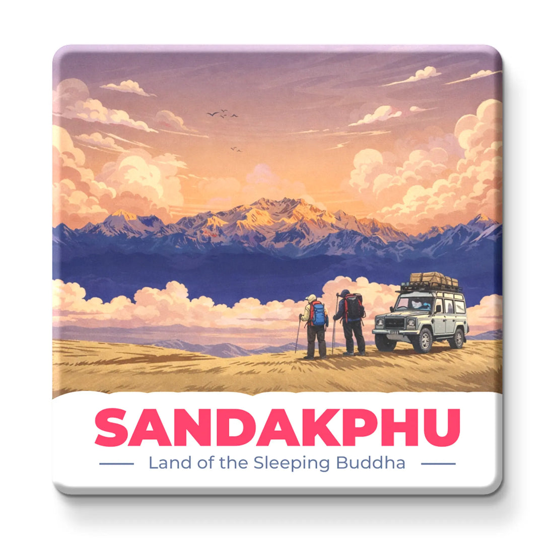 Nivaraprint Souvenir Wooden Fridge Magnet – Sandakphu Trek India