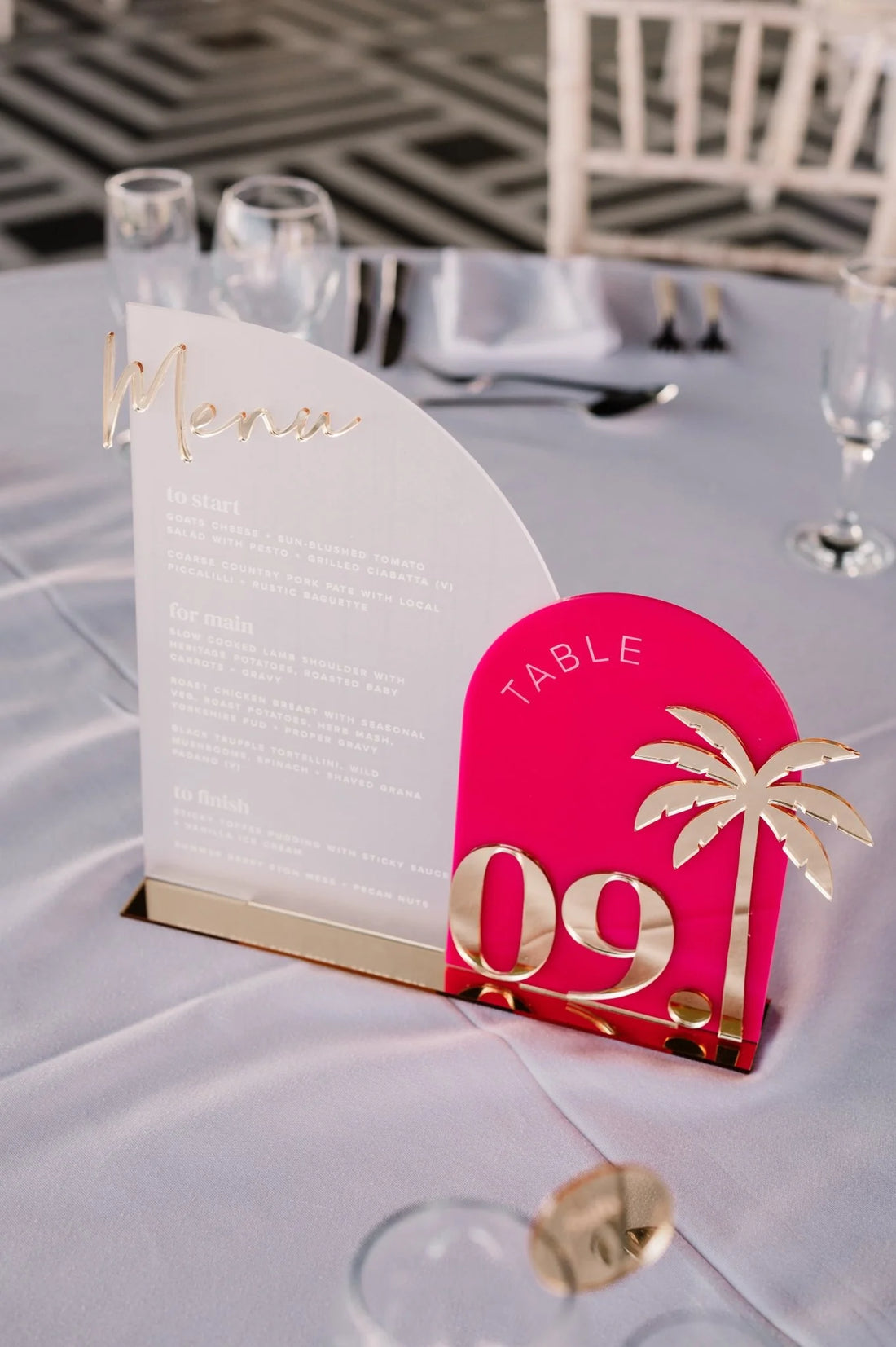 Table Numbers and Wedding Menu Sign With Stands by Nivaraprint