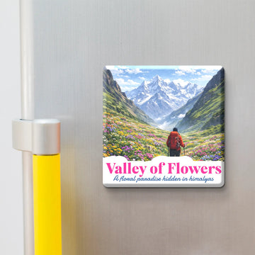 Nivaraprint Souvenir Wooden Fridge Magnet – VALLEY OF FLOWERS Trek India