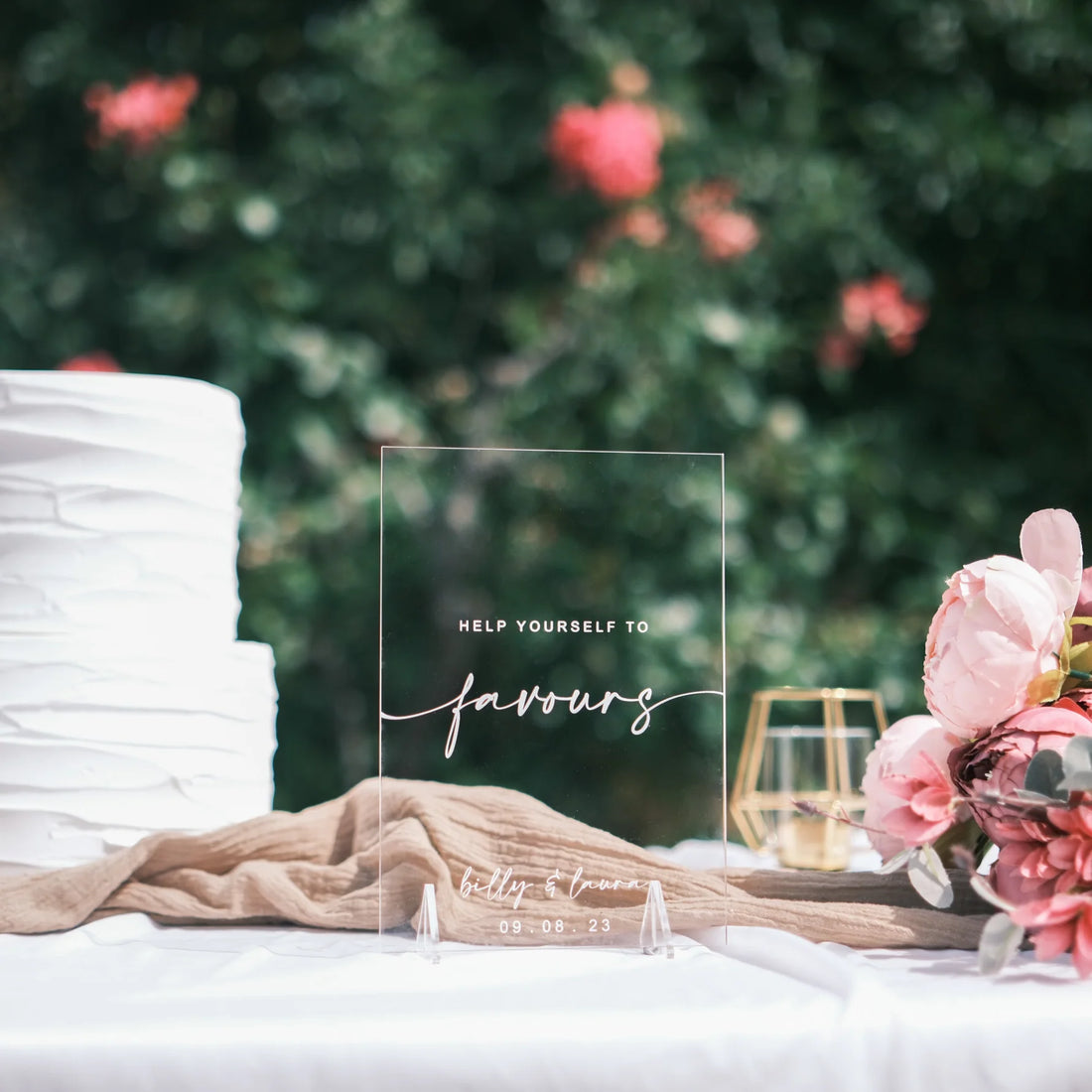 Wedding Favour Sign with Stand by Nivaraprint