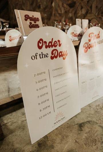 Western Wedding Order of the Day Sign | Custom Sunboard Wedding Sign