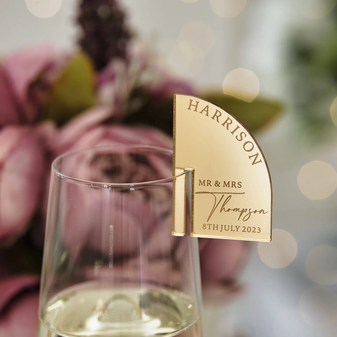 Wedding Favour Name Tags | Custom Acrylic Wine Glass & Champagne Tags