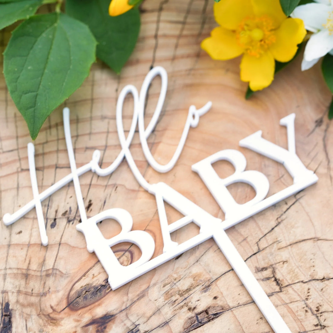 Hello Baby Cake Topper | Personalised Baby Shower Cake Decoration