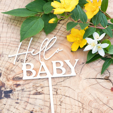 Hello Baby Cake Topper | Personalised Baby Shower Cake Decoration
