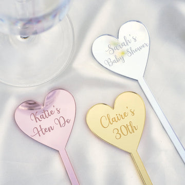 Personalised Heart Drink Stirrers