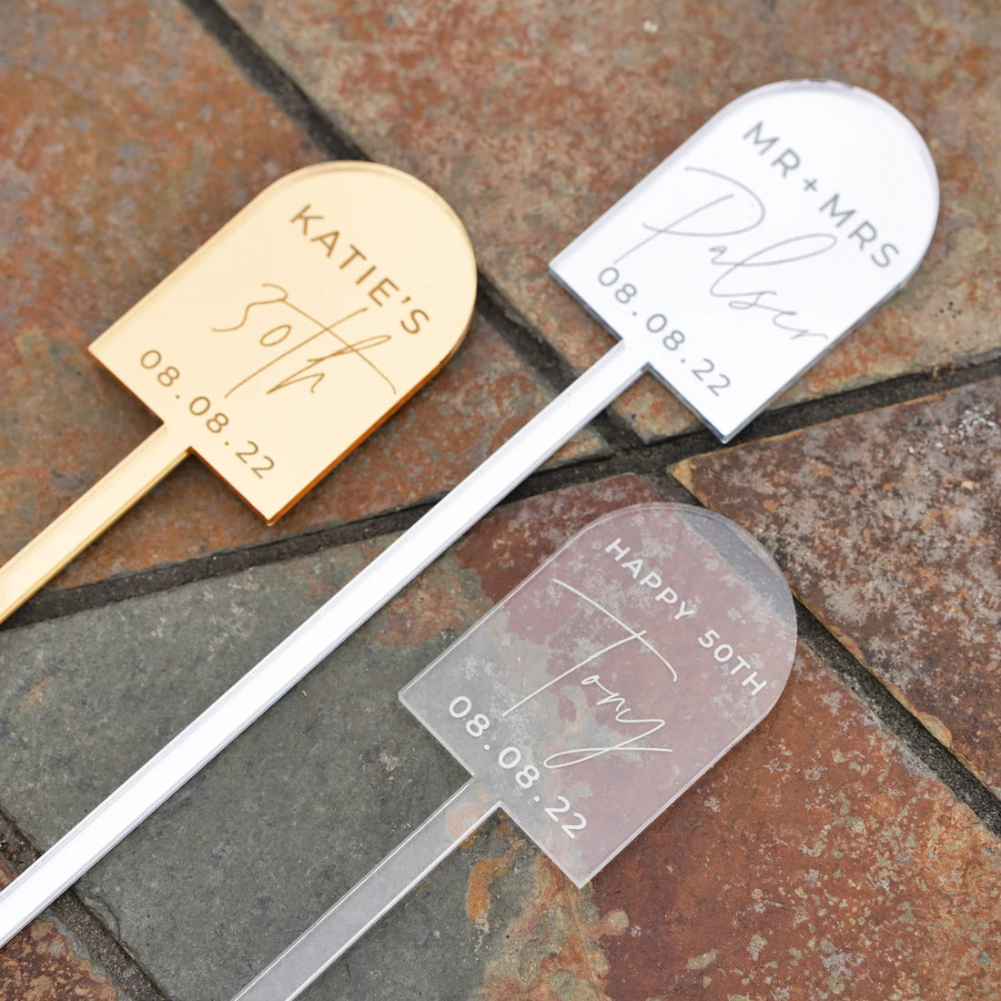 Personalised Arch Drink Stirrers by Nivaraprint