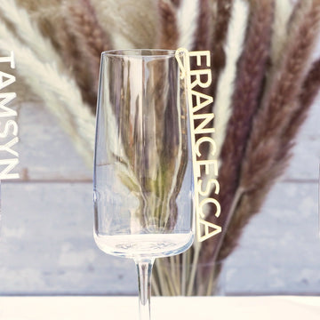 Personalised Wedding Glass Charm | Custom Acrylic Glass Name Tag