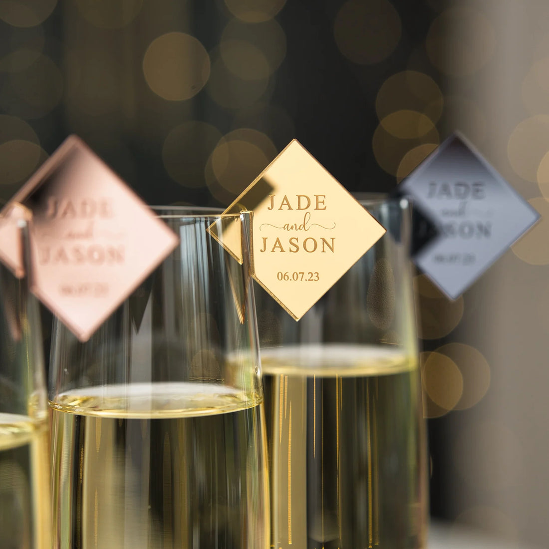 Wedding Drink Name Tags | Personalised Acrylic Drink Toppers