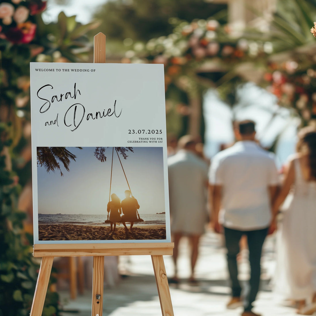 Personalised Floral Wedding Welcome Sign by Nivaraprint