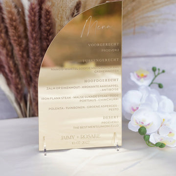 Wedding Menu Sign with Stands | A4 Gold, Silver & Rose Gold Acrylic