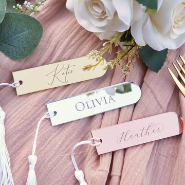 Bookmark Wedding Favour | Personalized Acrylic Wedding Bookmark with Tassel