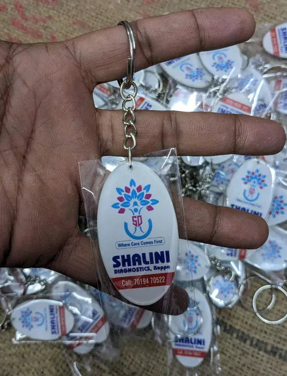 ACRYLIC SANDWITCH OVAL KEYCHAIN