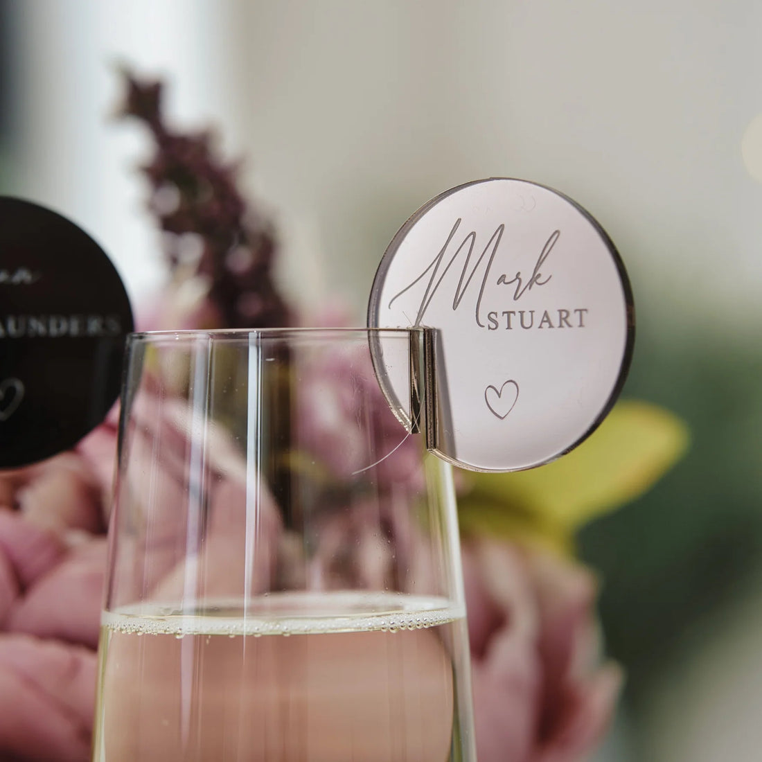 Wedding Favours Wine Charms with Heart Detail | Personalized Acrylic Wine Glass Charms