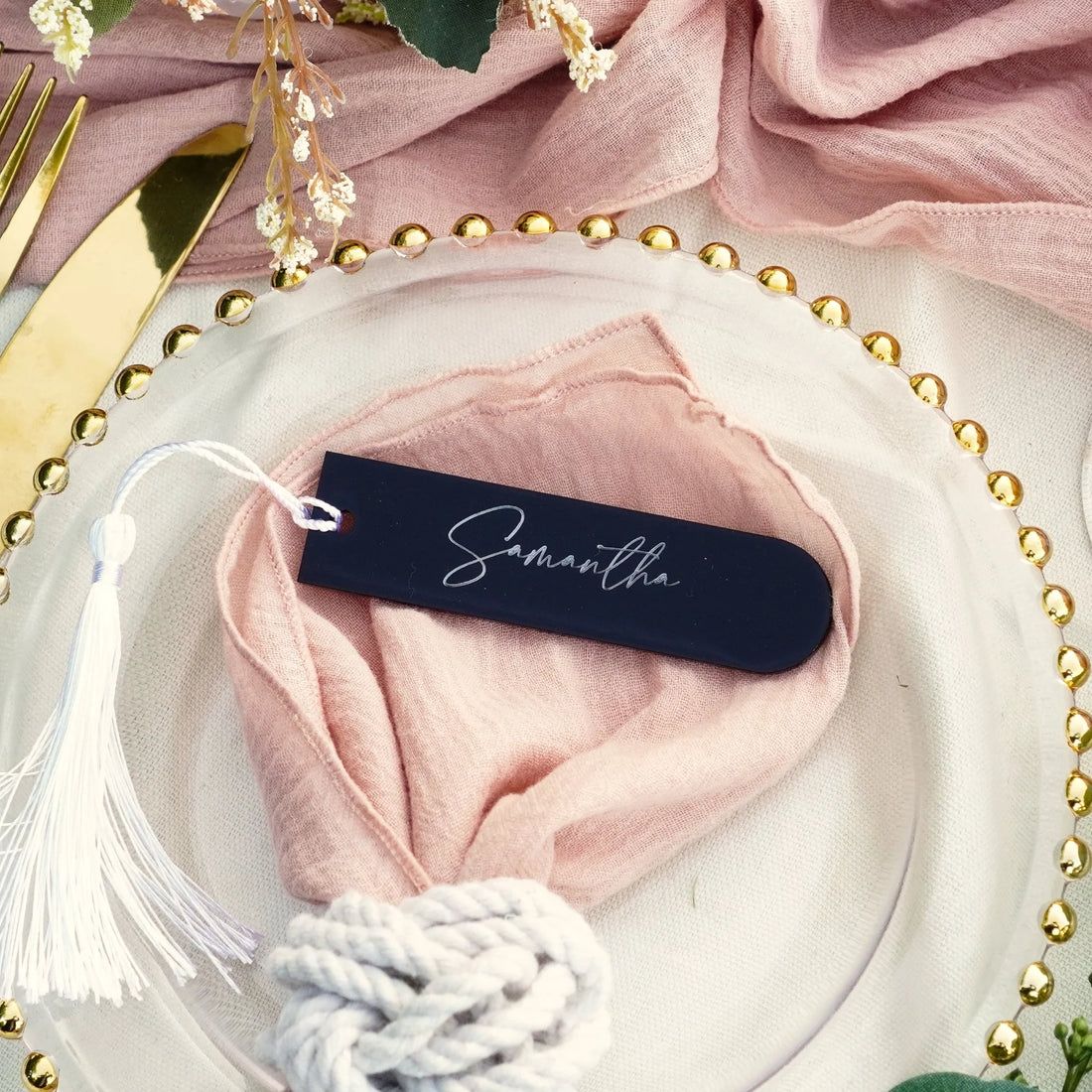 Bookmark Wedding Favour | Personalized Acrylic Wedding Bookmark with Tassel