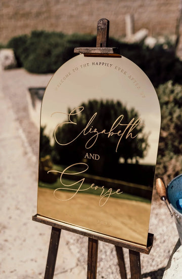 Personalised Acrylic Arch Wedding Sign | Mirror Acrylic Wedding Welcome Board